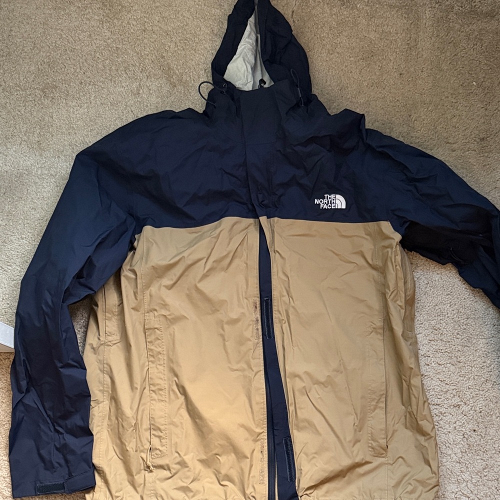 The North Face Men's Blue and Tan Raincoat